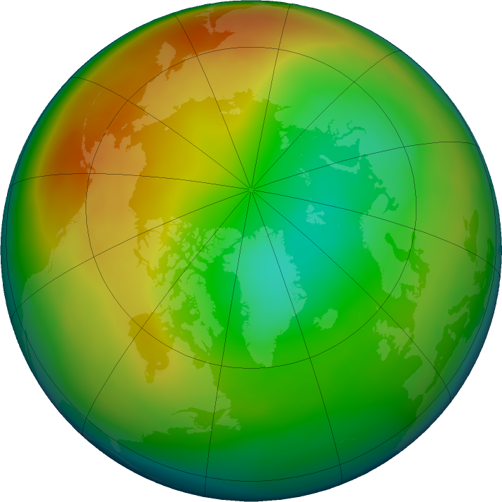 Arctic ozone map for January 2018